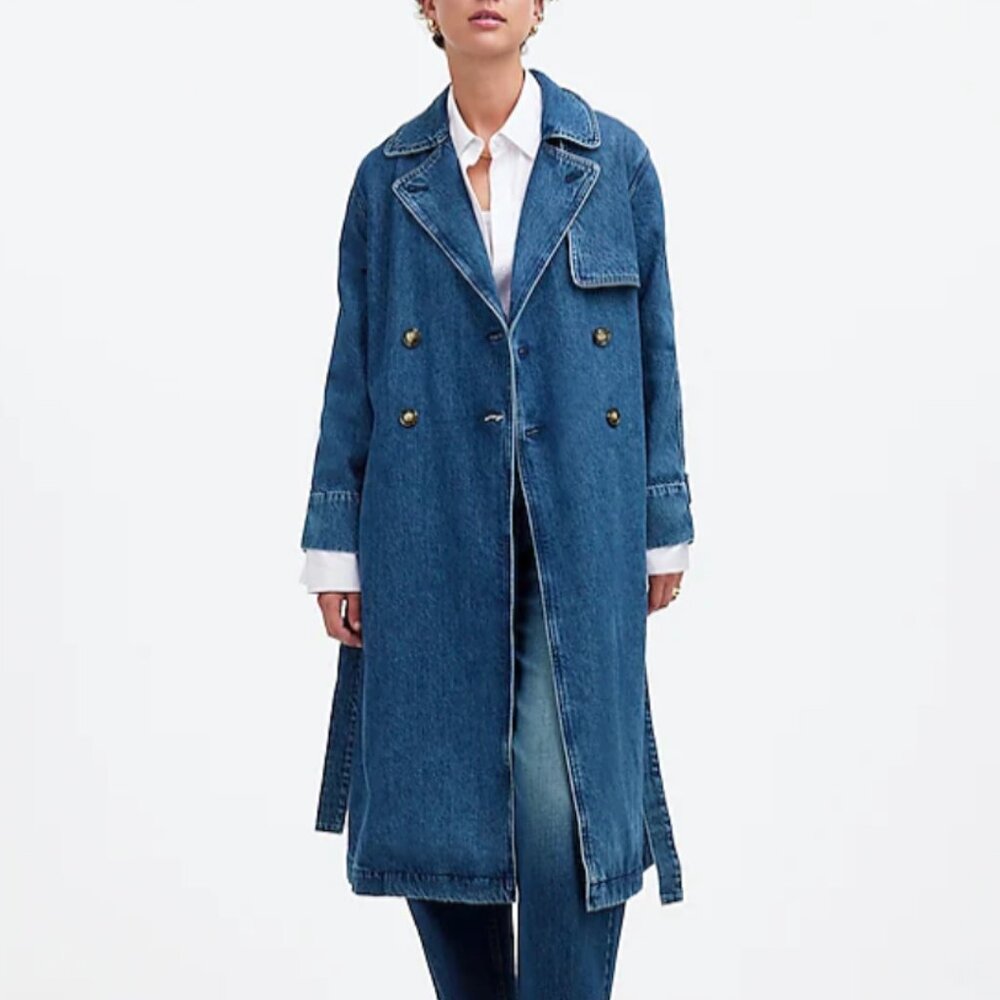 Madewell Denim Trench Coat in Blue